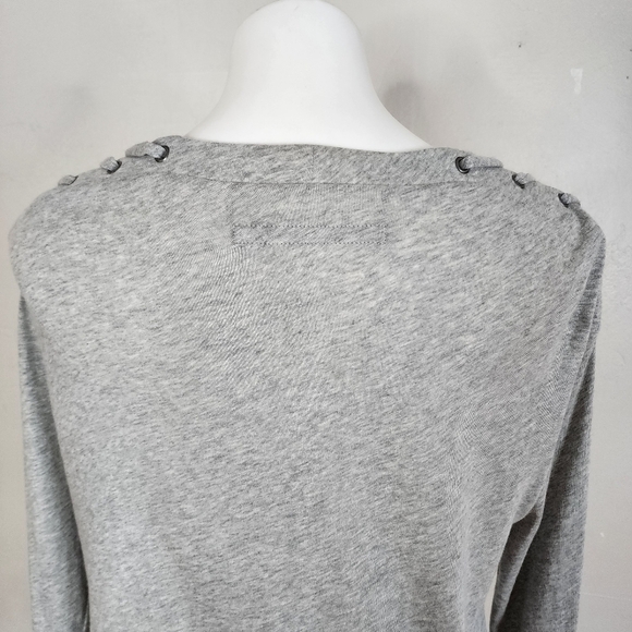 Enza Costa Lace Up Shoulder Cashmere Long Sleeve Top Size Medium - Picture 9 of 17